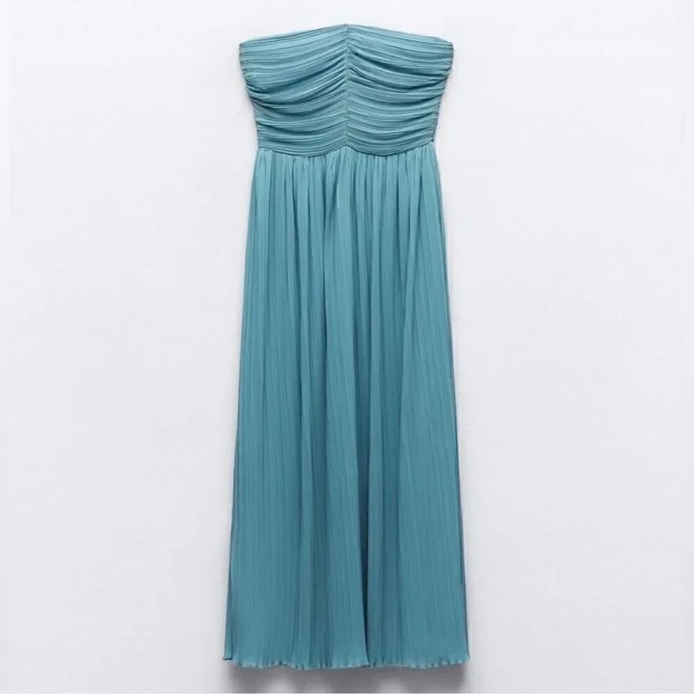 ZARA PLEATED MIDI DRESS - Picture 13 of 14